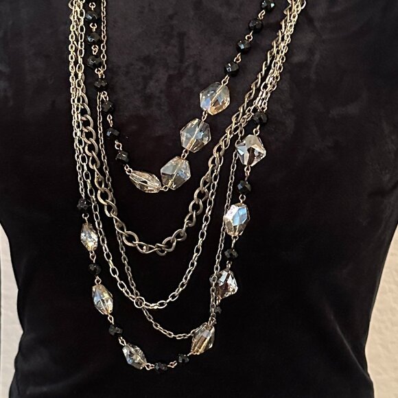 Five Strand Chain Bead and Cystal Necklace - Picture 6 of 8